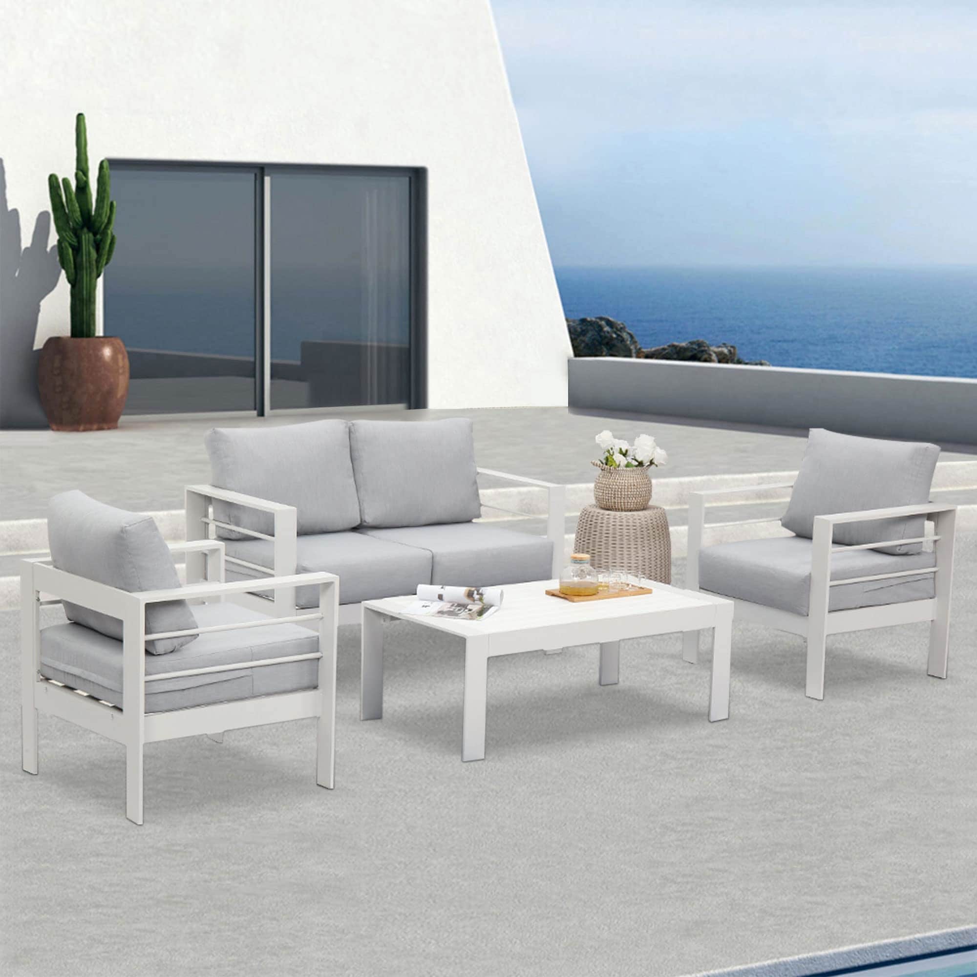 Ensemble de meubles de jardin d'extérieur en aluminium Royalcraft 4 pièces