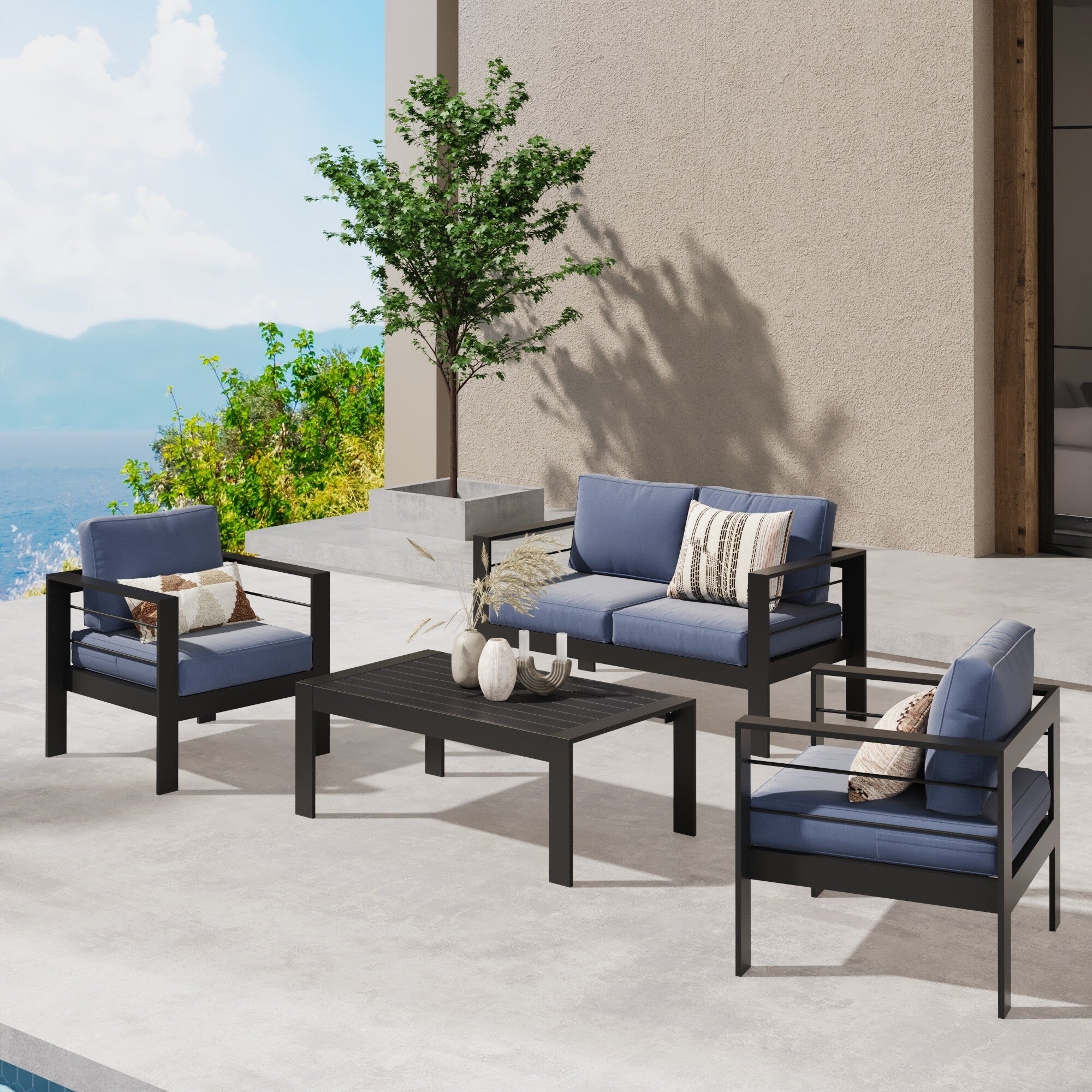 Ensemble de meubles de jardin d'extérieur en aluminium Royalcraft 4 pièces