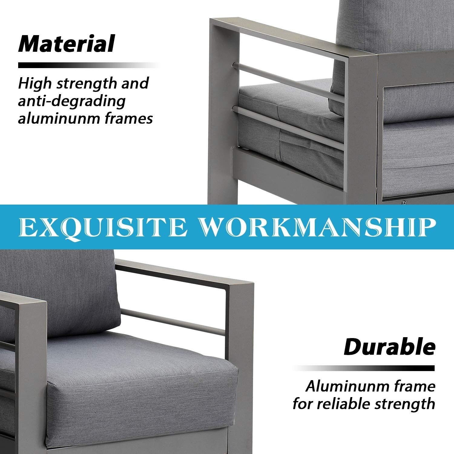 Ensemble de meubles de jardin d'extérieur en aluminium Royalcraft 4 pièces