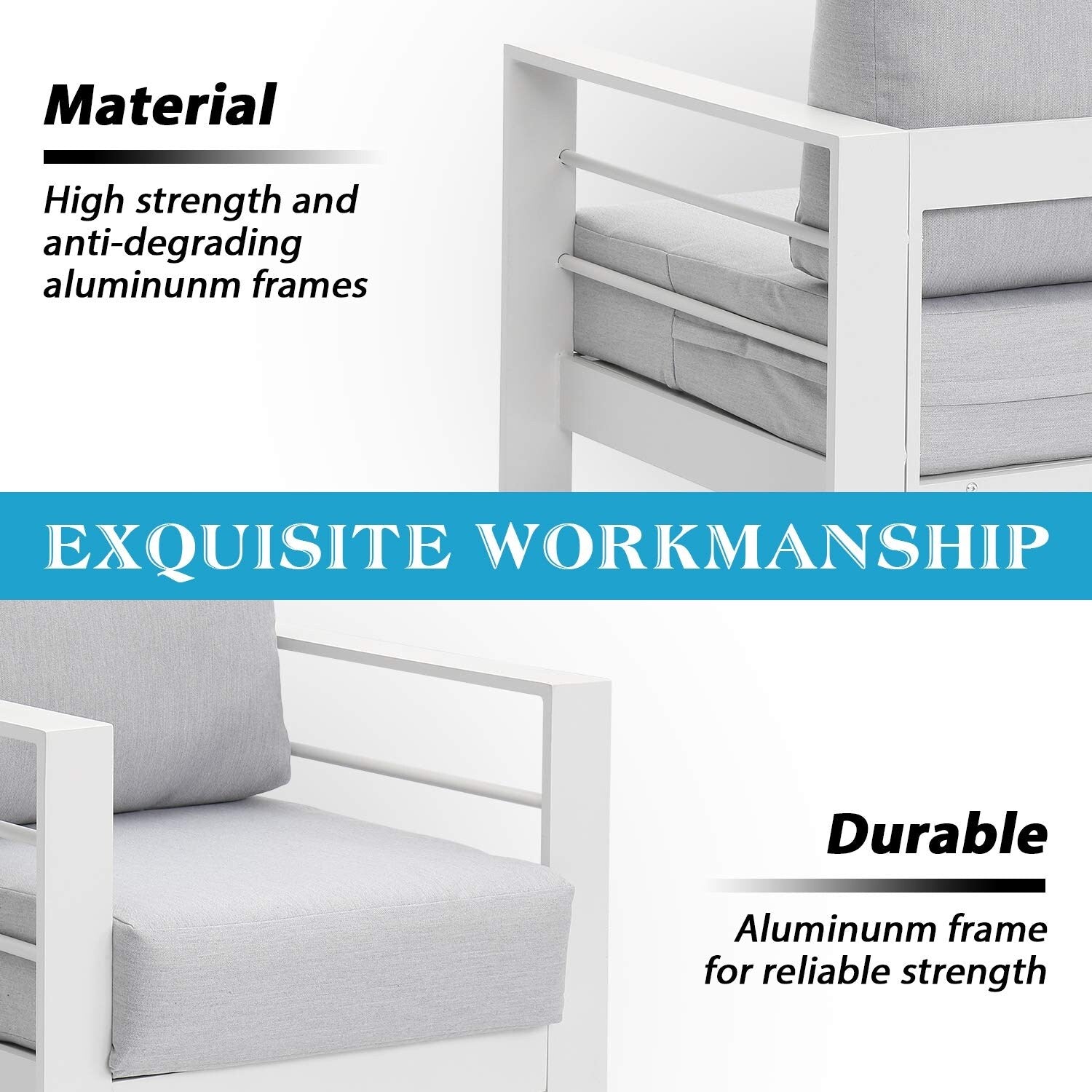 Ensemble de meubles de jardin d'extérieur en aluminium Royalcraft 4 pièces