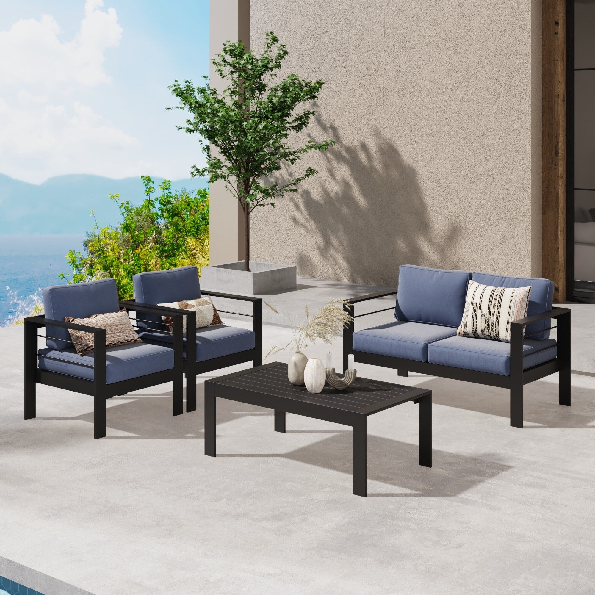 Ensemble de meubles de jardin d'extérieur en aluminium Royalcraft 4 pièces