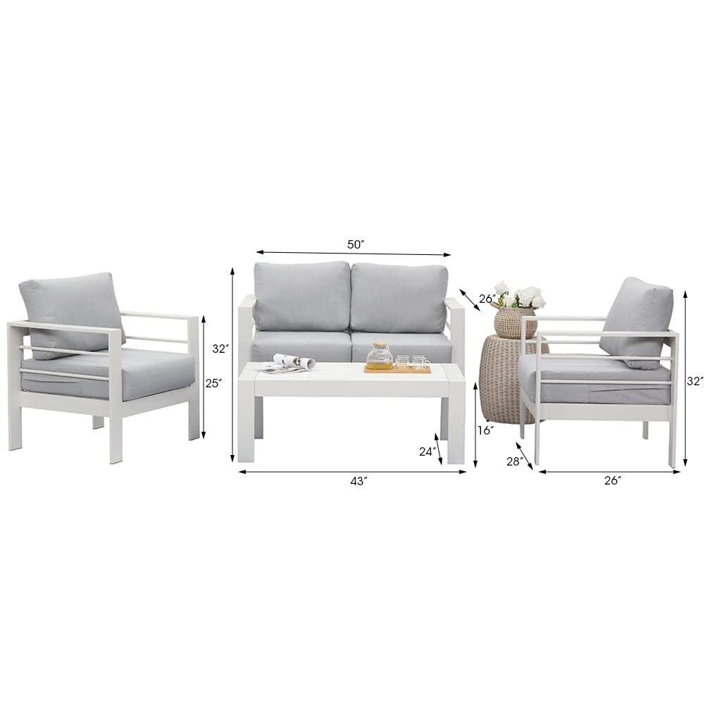 Ensemble de meubles de jardin d'extérieur en aluminium Royalcraft 4 pièces