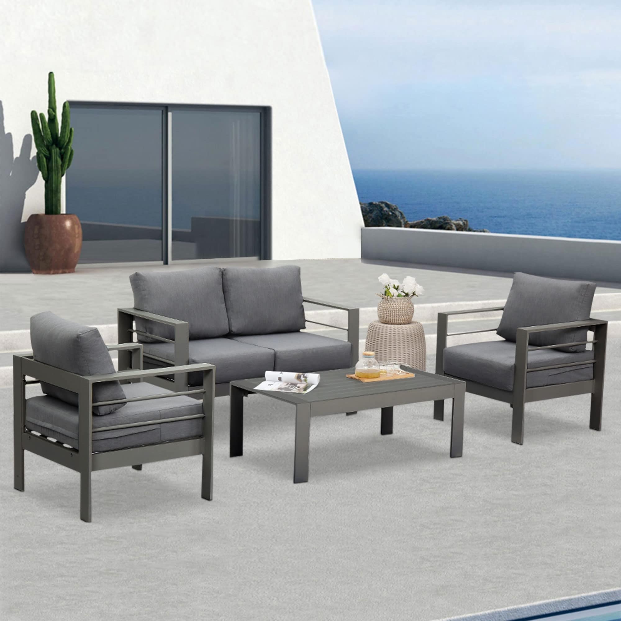 Ensemble de meubles de jardin d'extérieur en aluminium Royalcraft 4 pièces