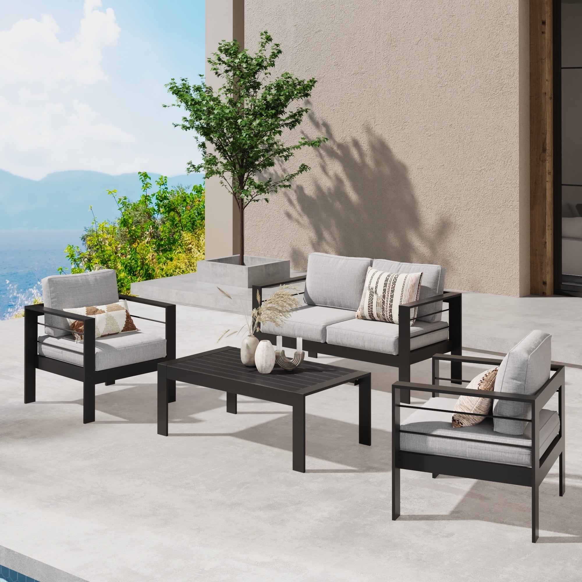 Ensemble de meubles de jardin d'extérieur en aluminium Royalcraft 4 pièces