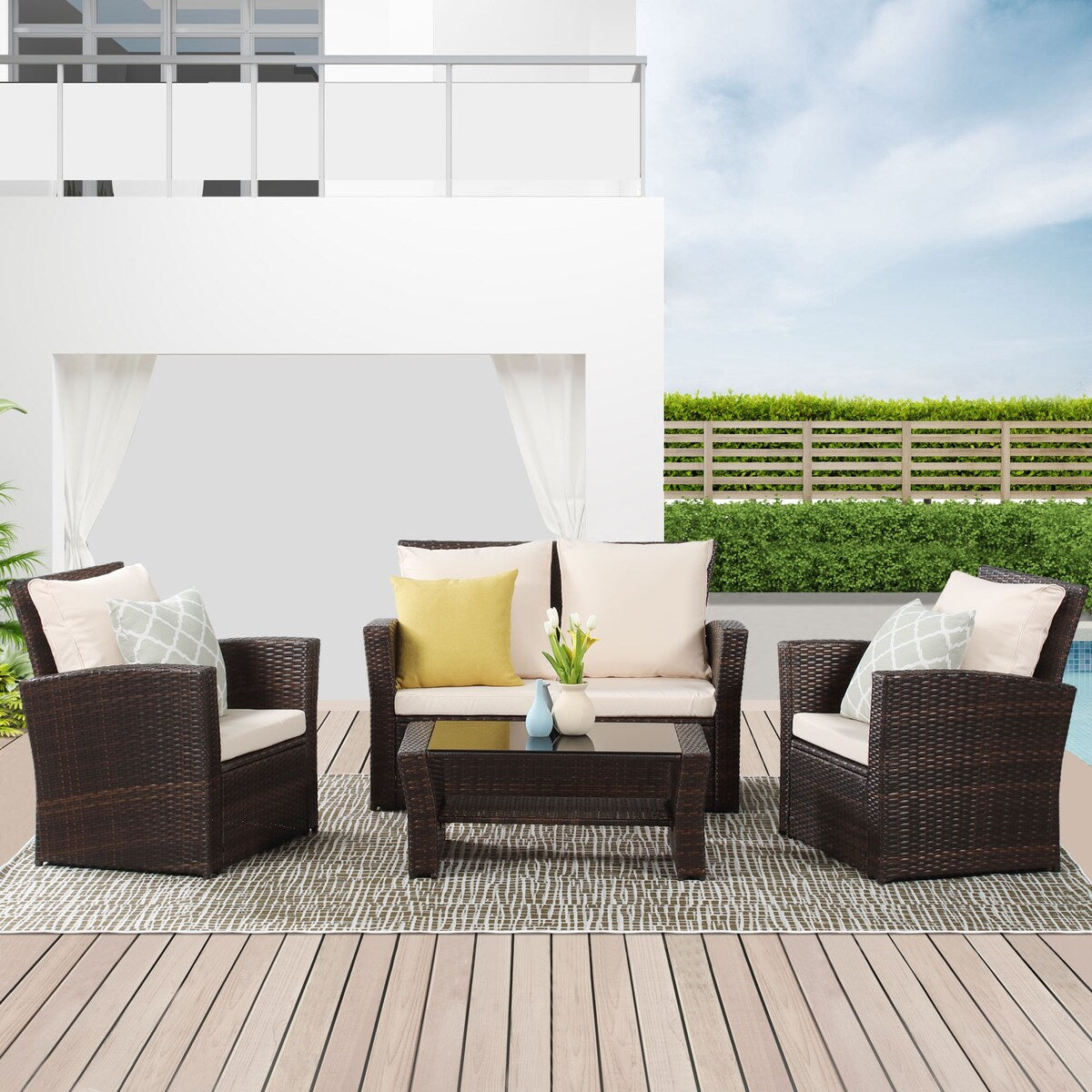 Ensemble de meubles de jardin Royalcraft 4 pièces en rotin synthétique