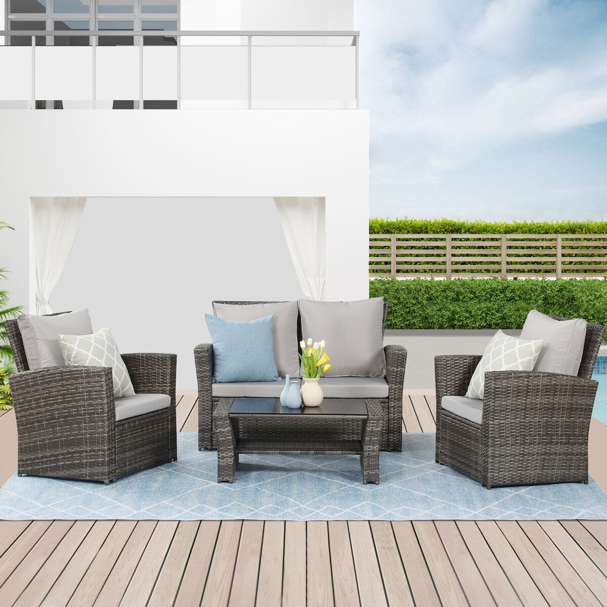 Ensemble de meubles de jardin Royalcraft 4 pièces en rotin synthétique