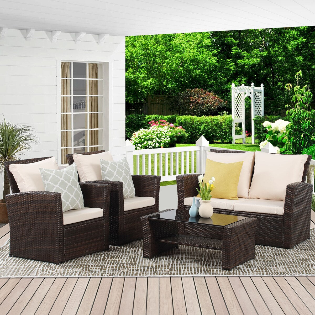 Ensemble de meubles de jardin Royalcraft 4 pièces en rotin synthétique