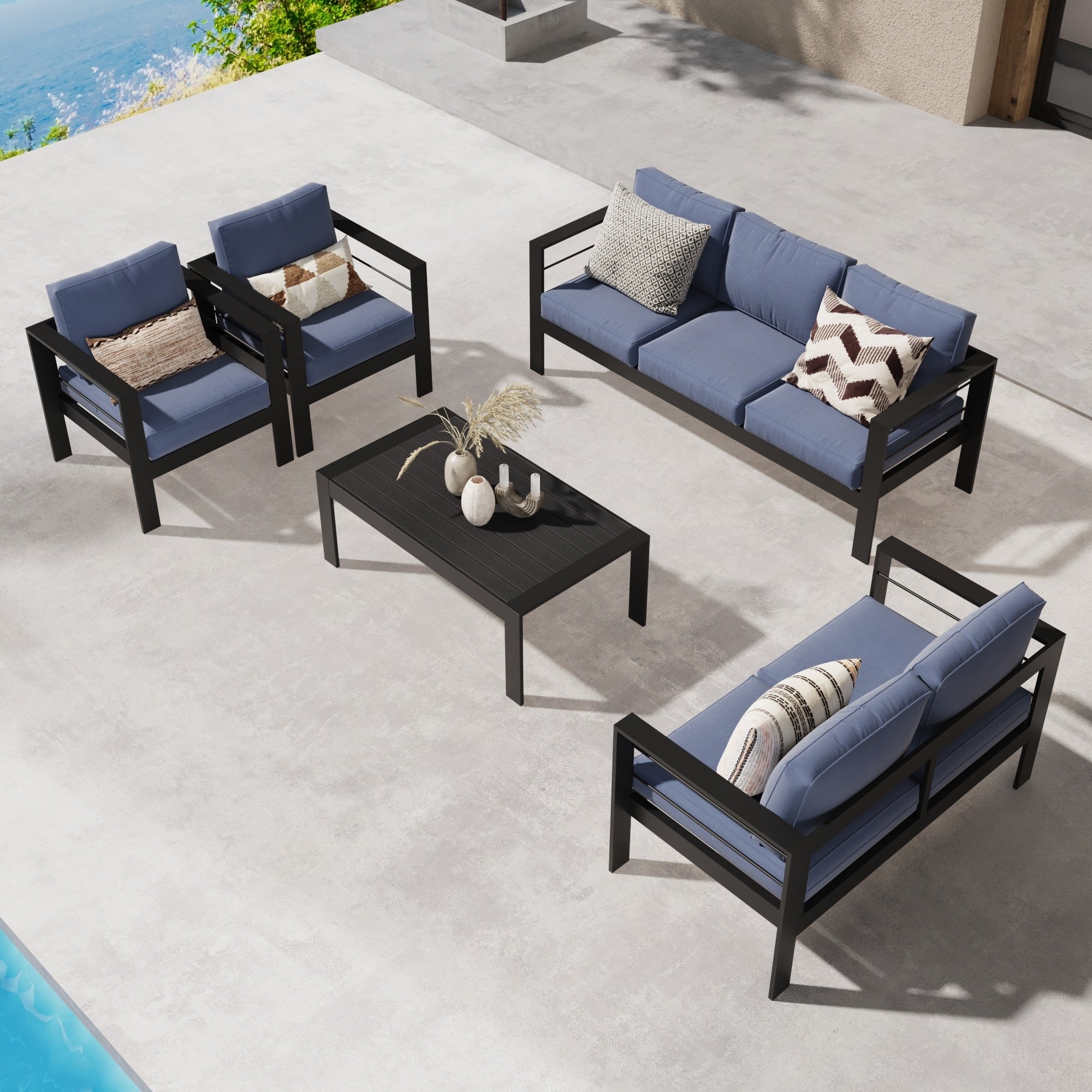 Ensemble de sièges d'extérieur sectionnels en aluminium Royalcraft 5 pièces