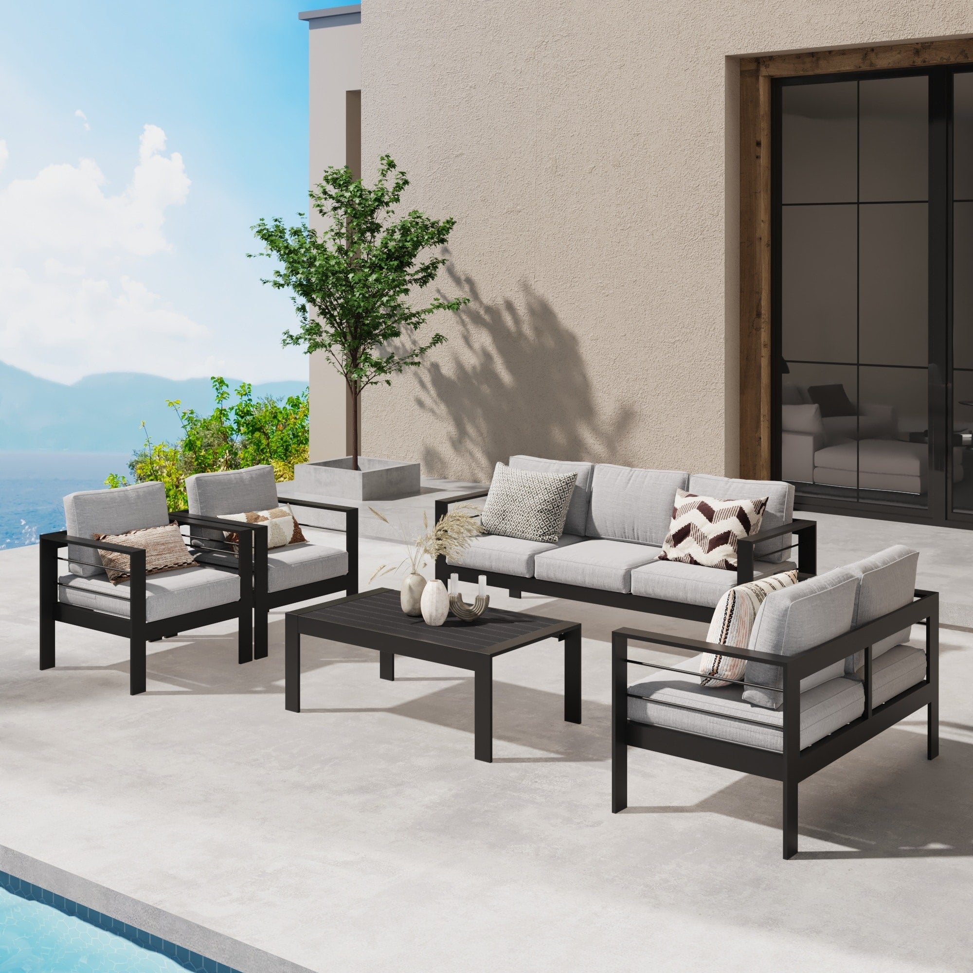 Ensemble de sièges d'extérieur sectionnels en aluminium Royalcraft 5 pièces