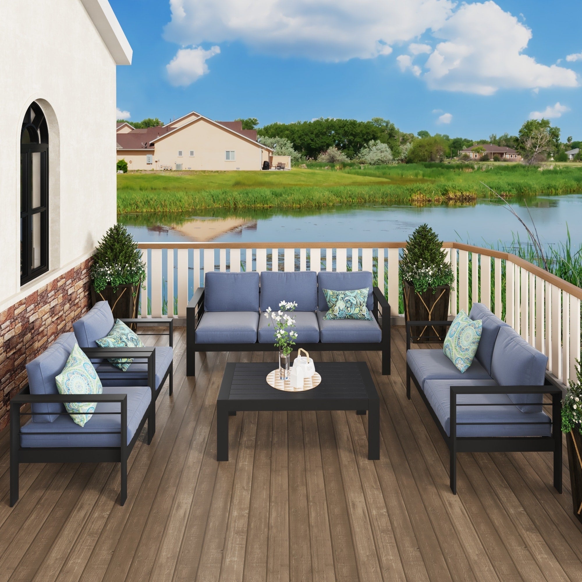 Ensemble de sièges d'extérieur sectionnels en aluminium Royalcraft 5 pièces