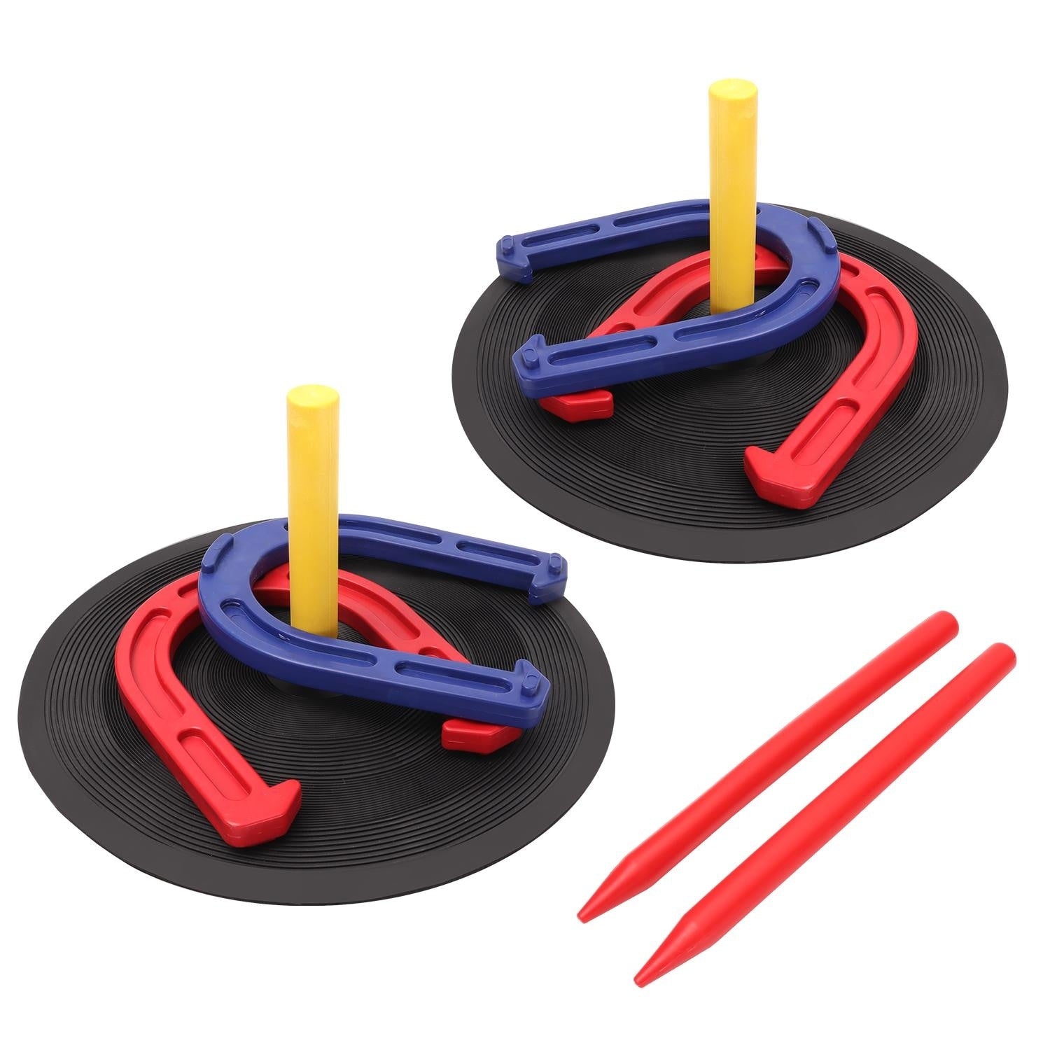 Jeu de fers à cheval en caoutchouc GSE™ pour enfants et adultes. Jeu de lancer de fers à cheval pour l'intérieur et l'extérieur - Jeu de fers à cheval en caoutchouc