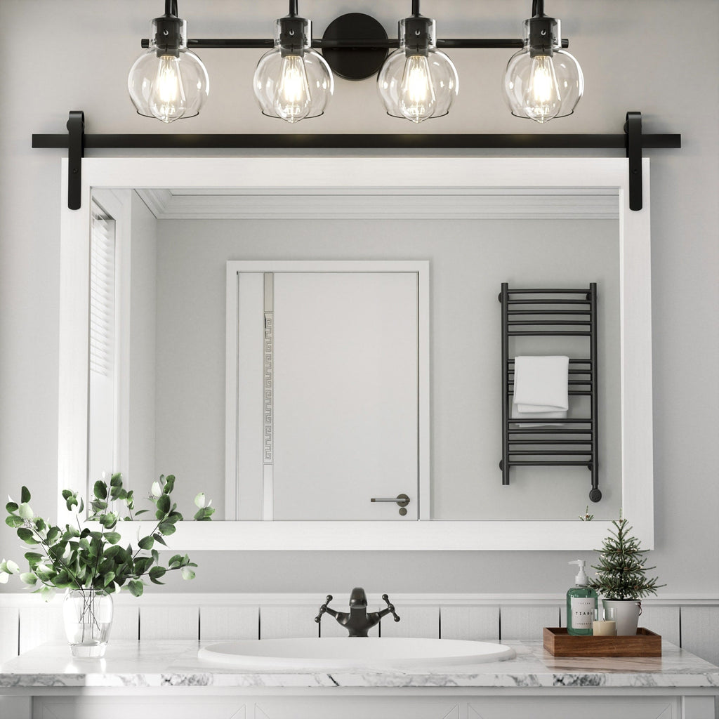 Miroirs muraux de style rural, miroirs de salle de bain de ferme, miroir de grange, miroir de courtoisie avec cadre en bois (1 pièce)
