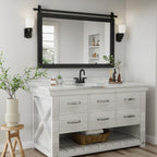 Miroirs muraux de style rural, miroirs de salle de bain de ferme, miroir de grange, miroir de courtoisie avec cadre en bois (1 pièce)