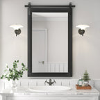 Miroirs muraux de style rural, miroirs de salle de bain de ferme, miroir de grange, miroir de courtoisie avec cadre en bois (1 pièce)