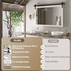 Miroirs muraux de style rural, miroirs de salle de bain de ferme, miroir de grange, miroir de courtoisie avec cadre en bois (1 pièce)