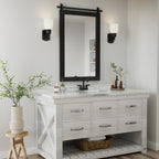 Miroirs muraux de style rural, miroirs de salle de bain de ferme, miroir de grange, miroir de courtoisie avec cadre en bois (1 pièce)