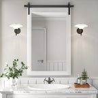 Miroirs muraux de style rural, miroirs de salle de bain de ferme, miroir de grange, miroir de courtoisie avec cadre en bois (1 pièce)