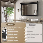 Miroirs muraux de style rural, miroirs de salle de bain de ferme, miroir de grange, miroir de courtoisie avec cadre en bois (1 pièce)