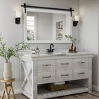 Miroirs muraux de style rural, miroirs de salle de bain de ferme, miroir de grange, miroir de courtoisie avec cadre en bois (1 pièce)