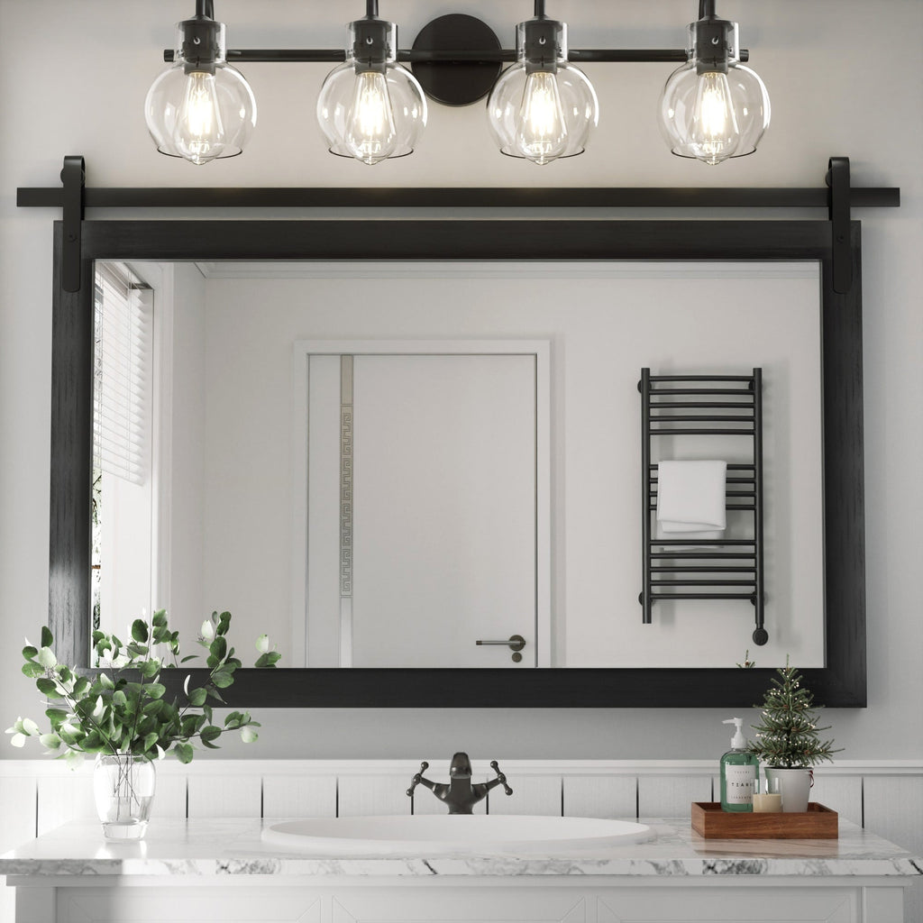 Miroirs muraux de style rural, miroirs de salle de bain de ferme, miroir de grange, miroir de courtoisie avec cadre en bois (1 pièce)