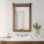 Miroirs muraux de style rural, miroirs de salle de bain de ferme, miroir de grange, miroir de courtoisie avec cadre en bois (1 pièce)