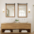 Miroirs muraux de style rural, miroirs de salle de bain de ferme, miroir de grange, miroir de courtoisie avec cadre en bois (1 pièce)