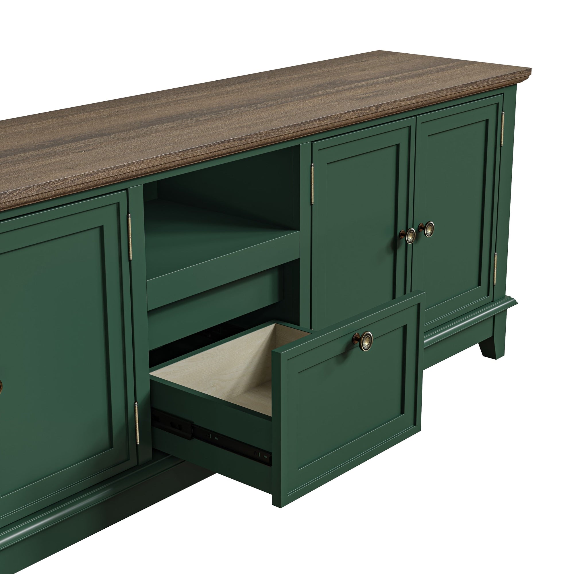 Rustic 72-Inch TV Stand with Adjustable Shelves, Hidden Storage - 72 in Width