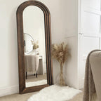 Miroir rustique en bois vieilli Dovelina, miroir de sol pleine longueur