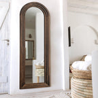 Miroir rustique en bois vieilli Dovelina, miroir de sol pleine longueur