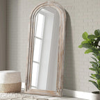 Miroir rustique en bois vieilli Dovelina, miroir de sol pleine longueur