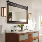 Miroir mural de salle de bain en bois naturel de style grange de ferme