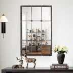 Miroir mural rustique à cadre en métal brun avec vitre décorative - 37,75 H x 23,8 L x 1 P