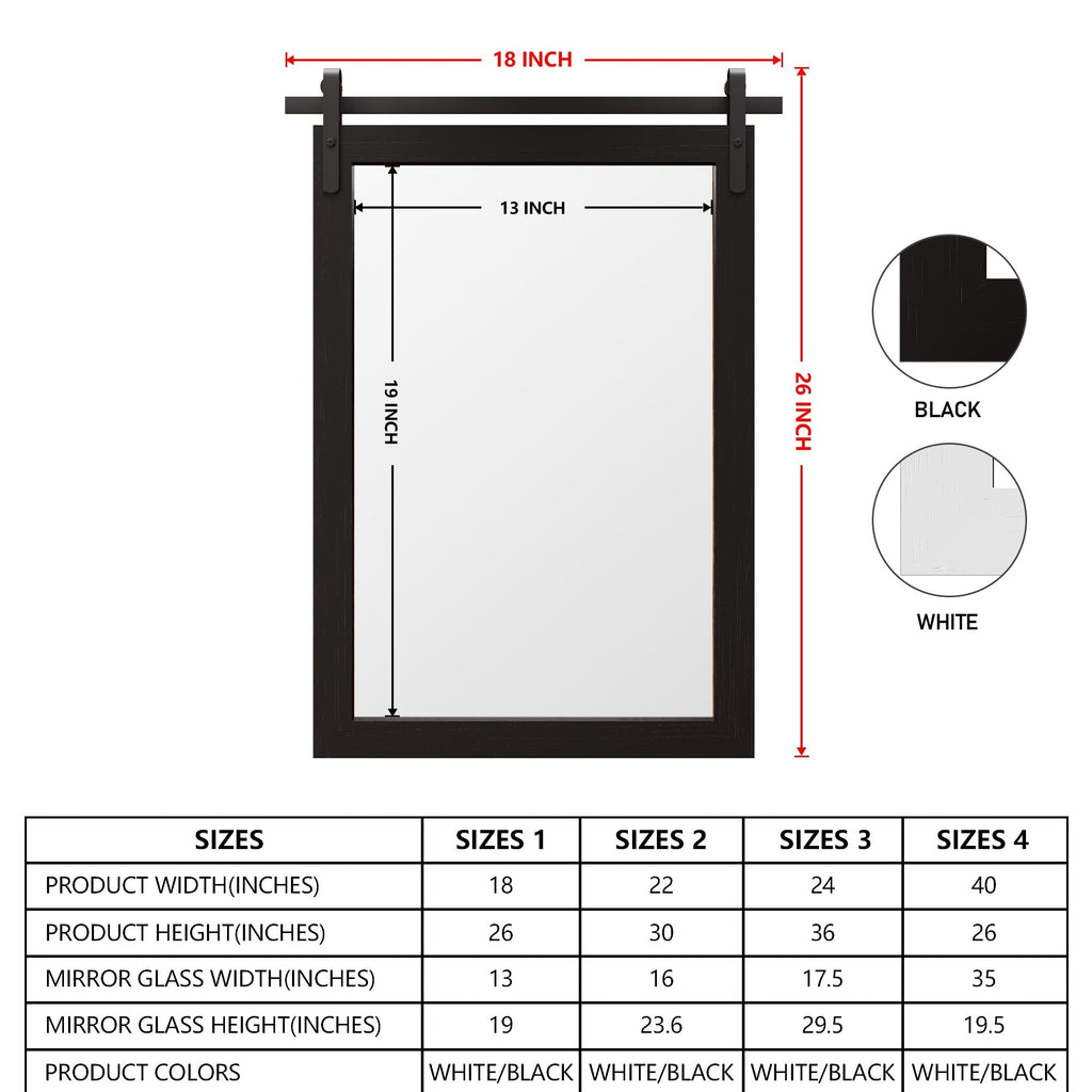 Miroir de ferme rustique Miroir de courtoisie Cadre en bois massif avec miroir de style grange en métal