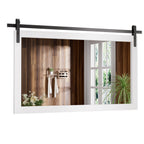 Miroir de ferme rustique Miroir de courtoisie Cadre en bois massif avec miroir de style grange en métal