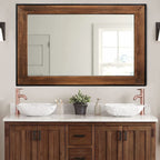 Miroir mural rustique en bois naturel et cadre en fer