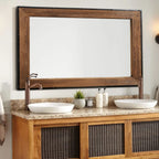 Miroir mural rustique en bois naturel et cadre en fer