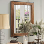 Miroir mural rustique en bois naturel et cadre en fer