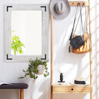 Miroir mural rustique encadré en bois, miroir de salle de bain en bois naturel