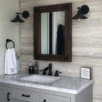 Miroir mural rustique encadré en bois, miroir de salle de bain en bois naturel