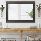 Miroir mural rustique encadré en bois, miroir de salle de bain en bois naturel