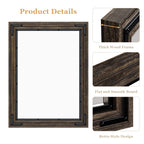 Miroir mural rustique encadré en bois, miroir de salle de bain en bois naturel