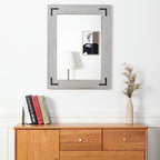 Miroir mural rustique encadré en bois, miroir de salle de bain en bois naturel