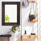 Miroir mural rustique encadré en bois, miroir de salle de bain en bois naturel