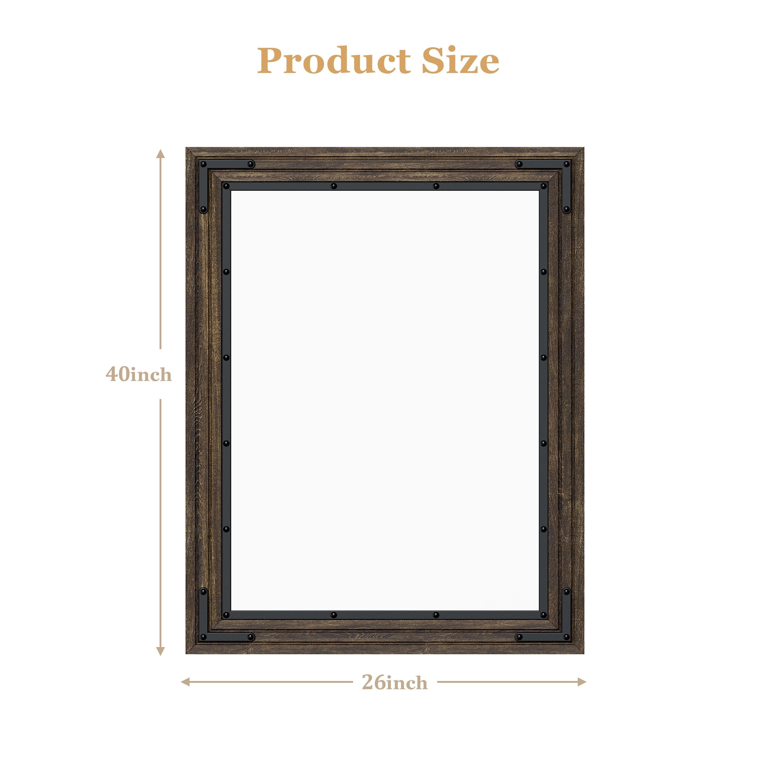 Miroir mural rustique encadré en bois, miroir de salle de bain en bois naturel
