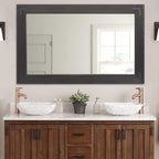 Miroir mural rustique encadré en bois, miroir de salle de bain en bois naturel