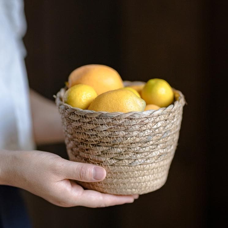 Panier à fleurs de bureau en paille naturelle RusticReach