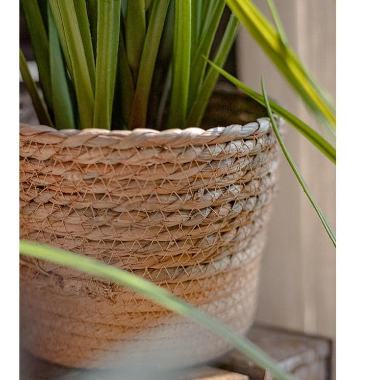Panier à fleurs de bureau en paille naturelle RusticReach