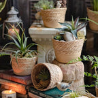 Panier à fleurs de bureau en paille naturelle RusticReach
