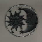 Décoration murale en métal blanc rouillé, motif céleste, soleil, lune et étoiles, pour intérieur et extérieur