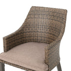 Ensemble de salle à manger d'extérieur rond en osier Ryan 5 pièces avec coussins par Christopher Knight Home